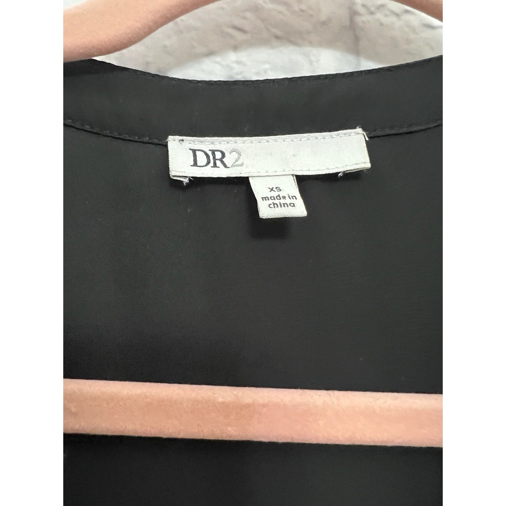 DR2 Daniel Rainn Black V-Neck Elastic Waist Mini Dress Cottagecore Boho Size XS - Picture 3 of 6